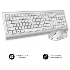 COMBO TECLADO RATON SUBBLIM WIRELESS PREMIUM SILENCE ULTRASLIM SILVER