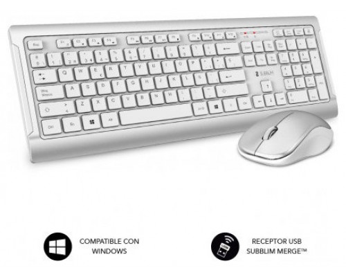 COMBO TECLADO RATON SUBBLIM WIRELESS PREMIUM SILENCE ULTRASLIM SILVER