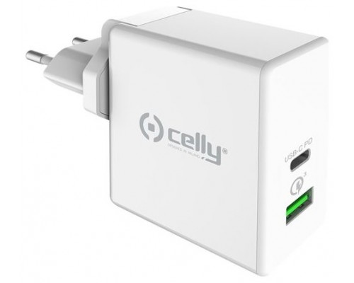 CELLY CARGADOR RED USB Y TIPO C 45W BLANCO