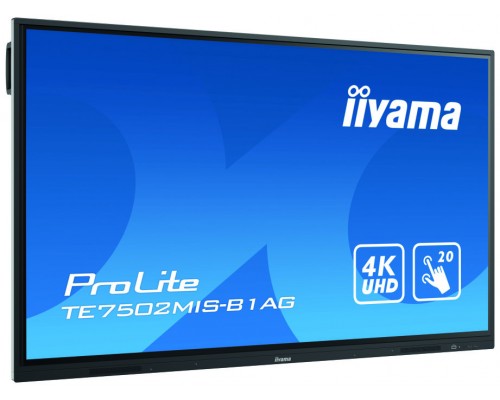 iiyama TE7502MIS-B1AG pantalla de señalización Panel plano interactivo 190,5 cm (75") VA 4K Ultra HD Negro Pantalla táctil Procesador incorporado Android 9.0