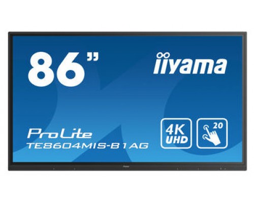 iiyama TE8604MIS-B1AG pantalla de señalización Pantalla plana para señalización digital 2,18 m (86") IPS 4K Ultra HD Negro Pantalla táctil Procesador incorporado Android