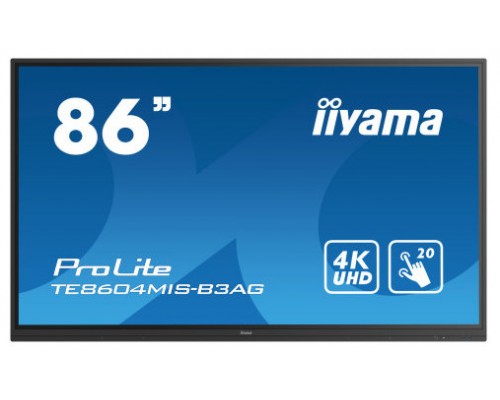 iiyama TE8604MIS-B3AG pizarra y accesorios interactivos 2,18 m (86") 3840 x 2160 Pixeles Pantalla táctil Negro