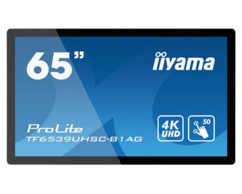 iiyama TF6539UHSC-B1AG pizarra y accesorios interactivos 165,1 cm (65") 3840 x 2160 Pixeles Pantalla táctil Negro USB