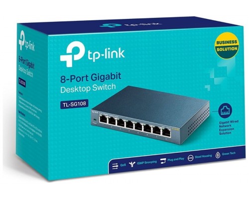 TP-LINK TL-SG108S No administrado L2 Gigabit Ethernet (10/100/1000) Negro