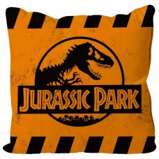 Cojin cuadrado caution logo naranja jurassic