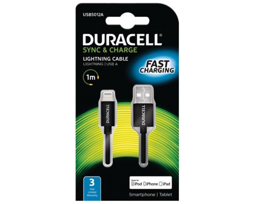 CABLE DURACELL USB-LIGHTNING NEGR