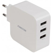 Cargador 3 X USB Fonestar Blanco