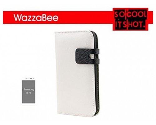 FUNDA WAZZABEE PARA SAMSUNG S IV POLIPIEL, MARCO INT. PLASTICO,CIERRE MAGNETICO,BLANCO (WB-S4-WP-WH)