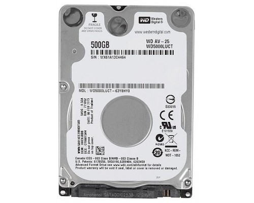 HDD AV-25 500GB 2.5 SATA 3Gbs 16MB - HDD AV-25 500GB 2.5 SATA 3Gbs 16MB