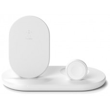 BASE DE CARGA INALAMBRICA BELKIN WIZ001VFwh 3 EN 1 APPLE WATCH IPHONE AIRPODS BLANCO