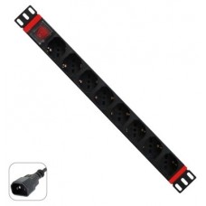 WP WPN-PDU-C01-08 unidad de distribución de energía (PDU) 8 salidas AC 1U Negro, Rojo