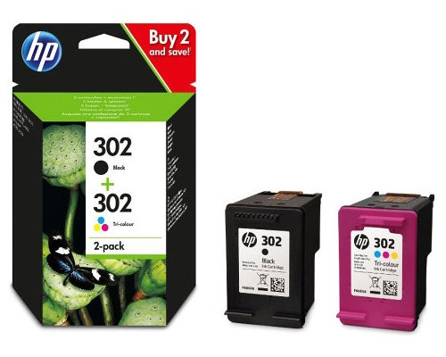 TINTA HP 302 PACK AHORRO NEGRO,TRI-COLOR X 2