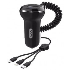 Cargador Mechero CC16 4 en 1 (Micro USB + Tipo C + Lightning) XO